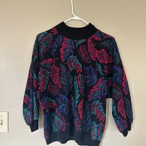 Vintage Colorful Leaf Pattern Women's Sweater
